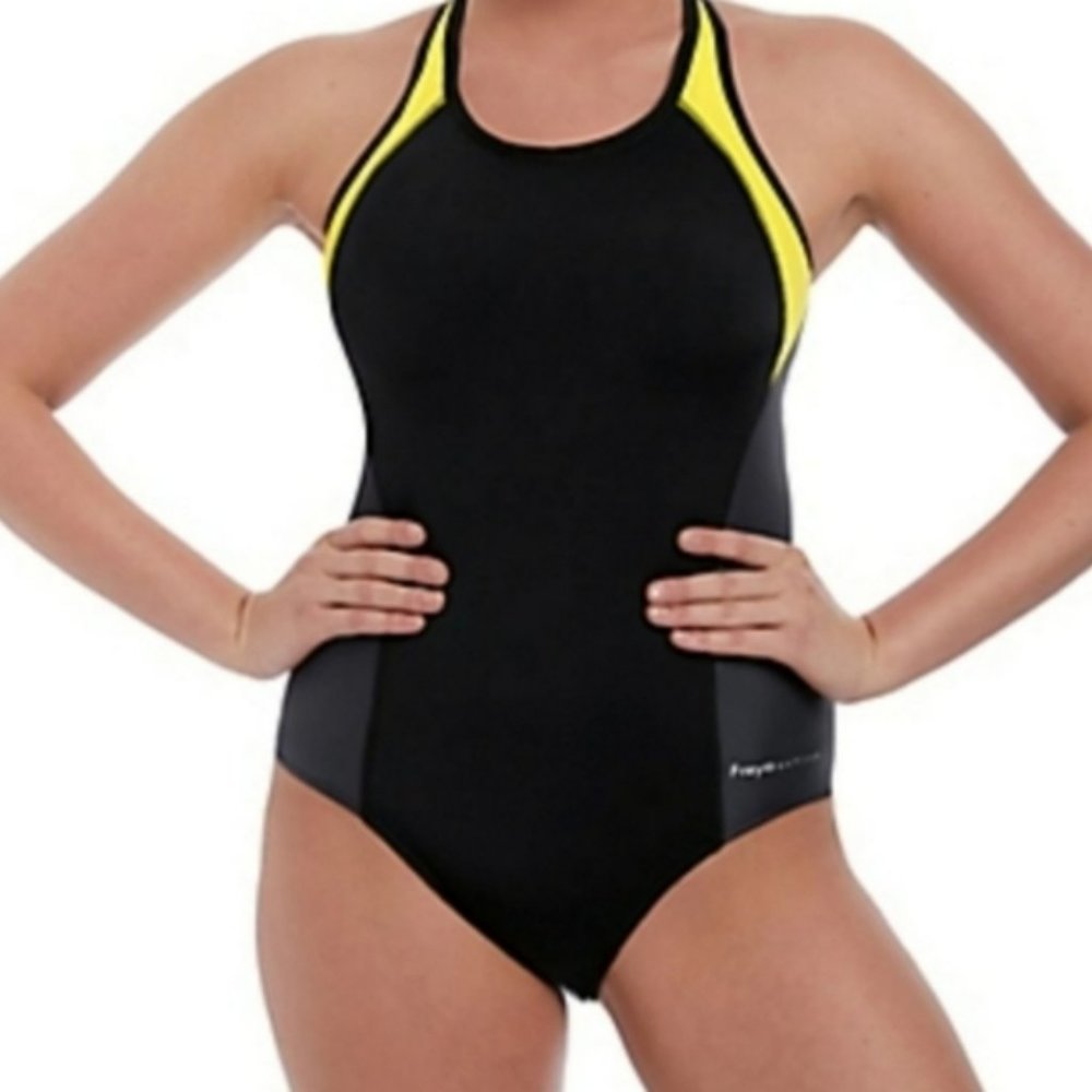 NWT FREYA ACTIVE FREESTYLE UW MOULDED SUIT AW3969BZT-SIZE 30J- BLACK,YELLOW,GREY